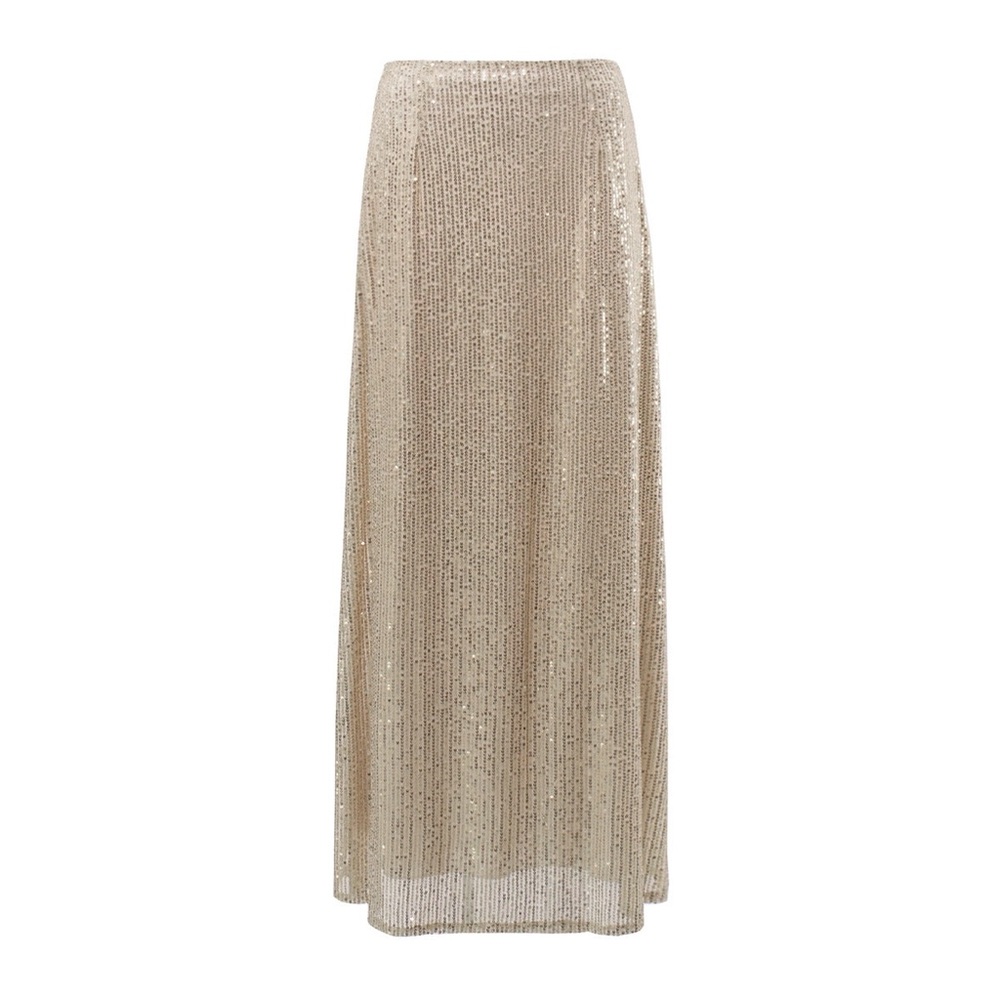 NWT long silver sequin skirt